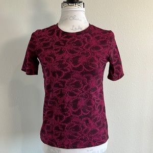 ZARA Trafaluc Fuchsia & Black Floral Knit Top - S/S18 - Size S